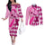 personalised-think-pink-couples-matching-off-the-shoulder-long-sleeve-dress-and-long-sleeve-button-shirts-golf-argyle-pattern-breast-cancer-awareness