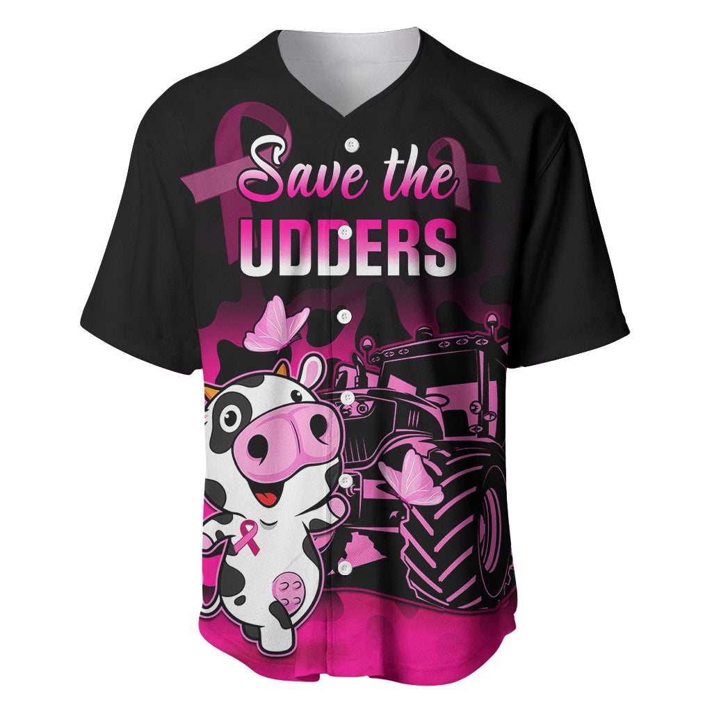 Personalised Save The Udders Baseball Jersey Farmer Day Breast Cancer Awareness - Wonder Print Shop