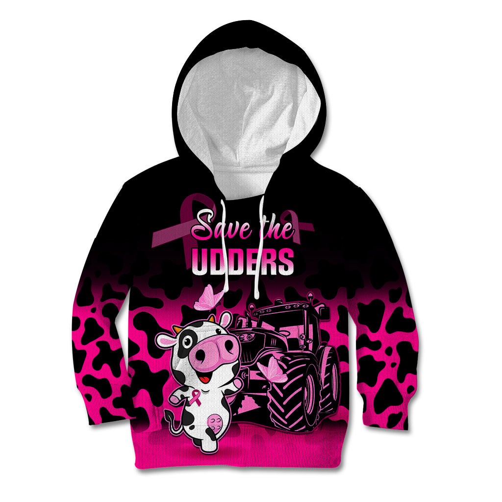 Personalised Save The Udders Kid Hoodie Farmer Day Breast Cancer Awareness - Wonder Print Shop