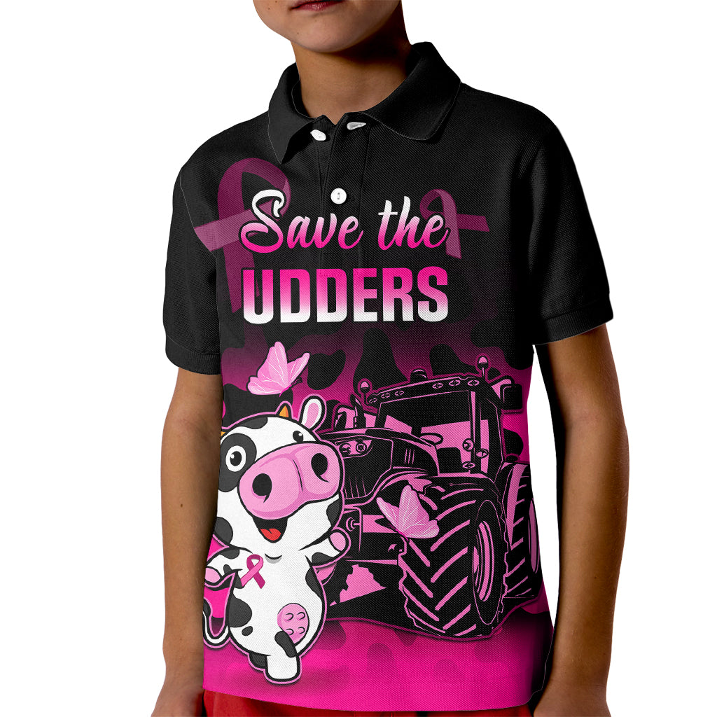 Personalised Save The Udders Kid Polo Shirt Farmer Day Breast Cancer Awareness - Wonder Print Shop