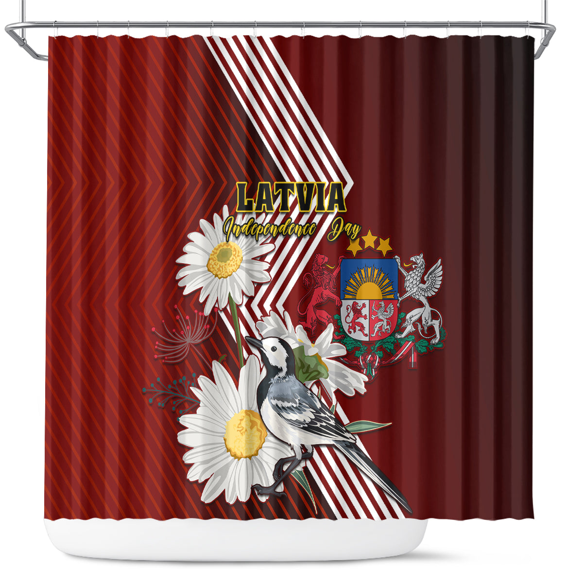 latvia-independence-day-shower-curtain-latvijas-white-wagtail-with-daisy-flowers