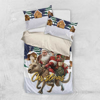 Kangaroo Australia Christmas bedding set, duvet and pillow shams with Santa kangaroo graphic