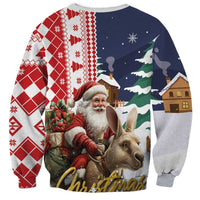 Kangaroo Australia unisex Christmas sweatshirt, white and navy with Santa, gift, kangaroo