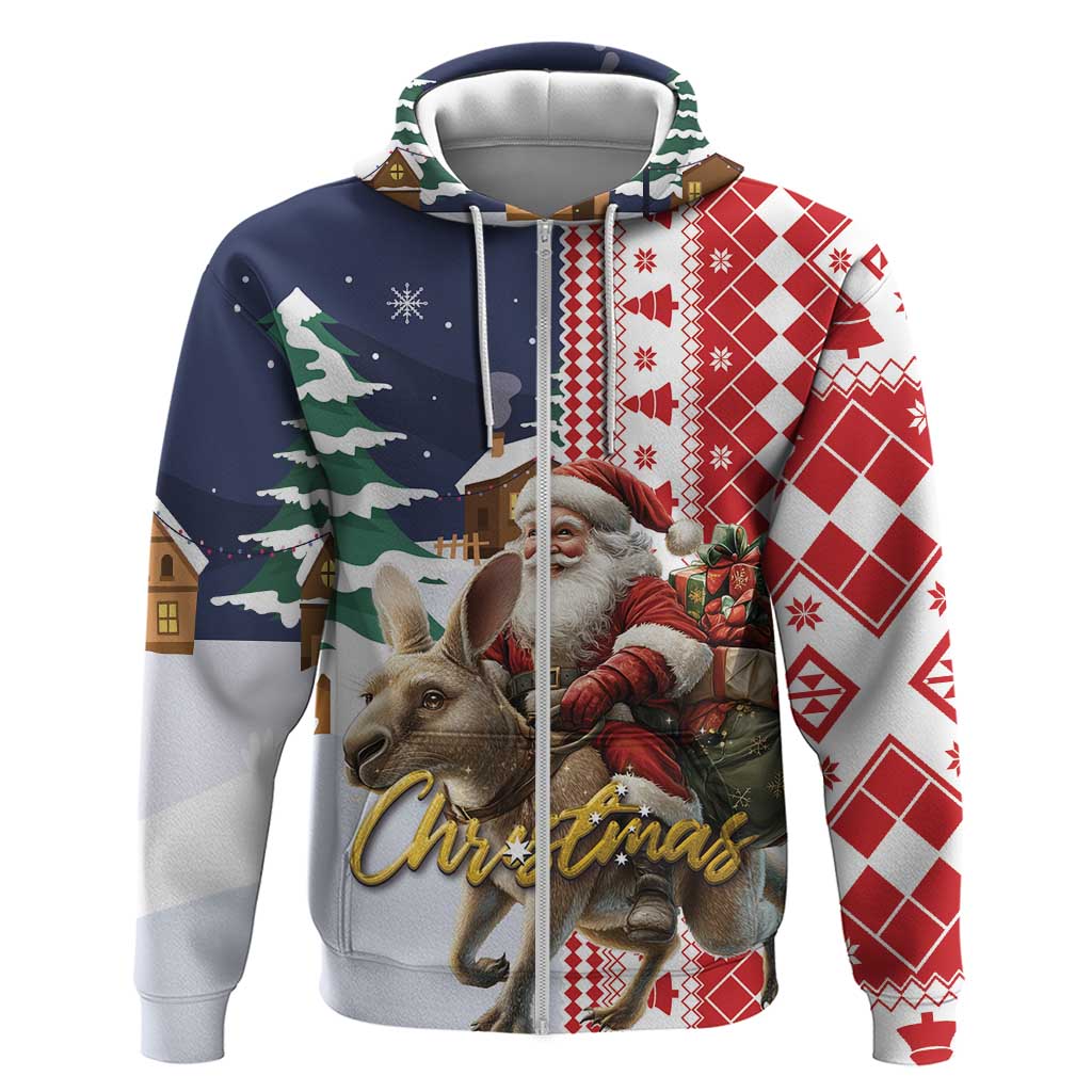 Kangaroo Australia Christmas Zip Hoodie Xmas Pattern - Wonder Print Shop