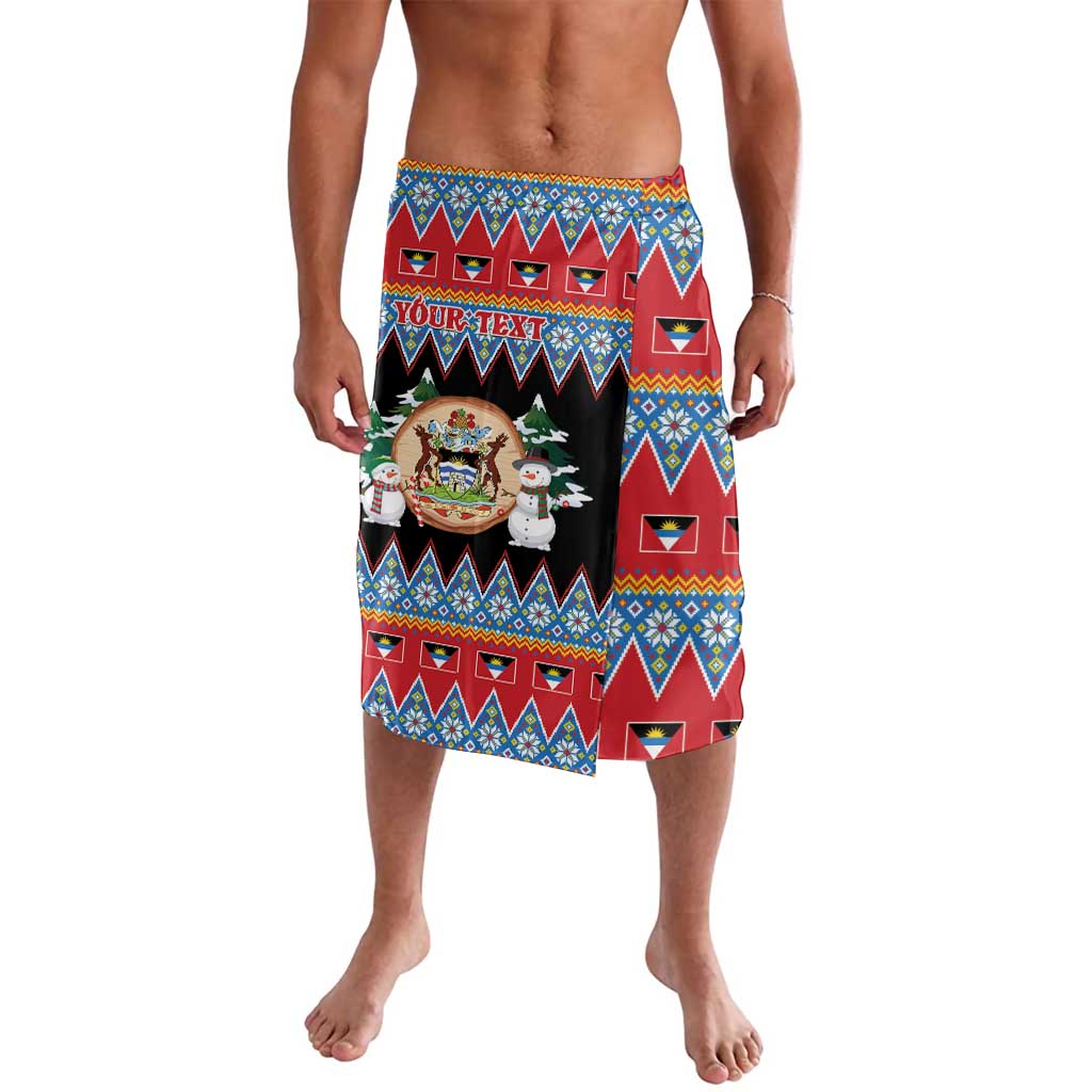 Personalized Antigua and Barbuda Christmas Lavalava Coat Of Arms With Snowman - Wonder Print Shop