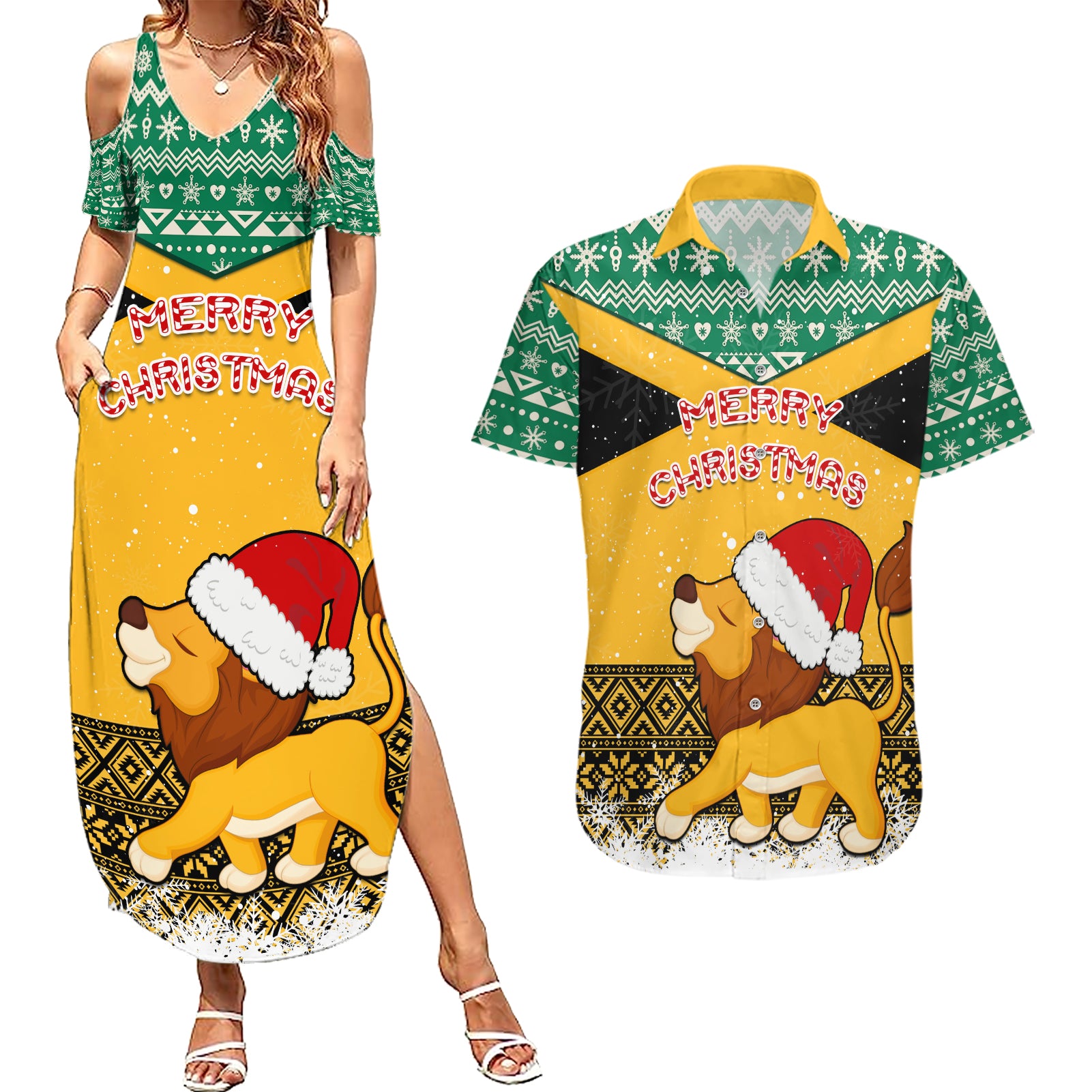 custom-jamaica-christmas-couples-matching-summer-maxi-dress-and-hawaiian-shirt-jumieka-santa-lion