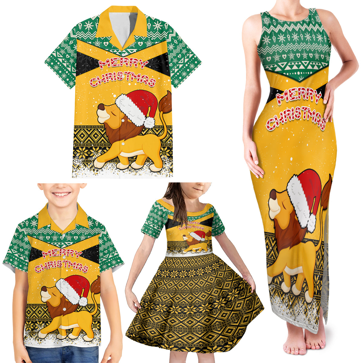 custom-jamaica-christmas-family-matching-tank-maxi-dress-and-hawaiian-shirt-jumieka-santa-lion