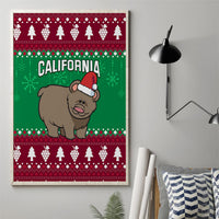 California-themed Christmas canvas wall art showing green bear and holiday border