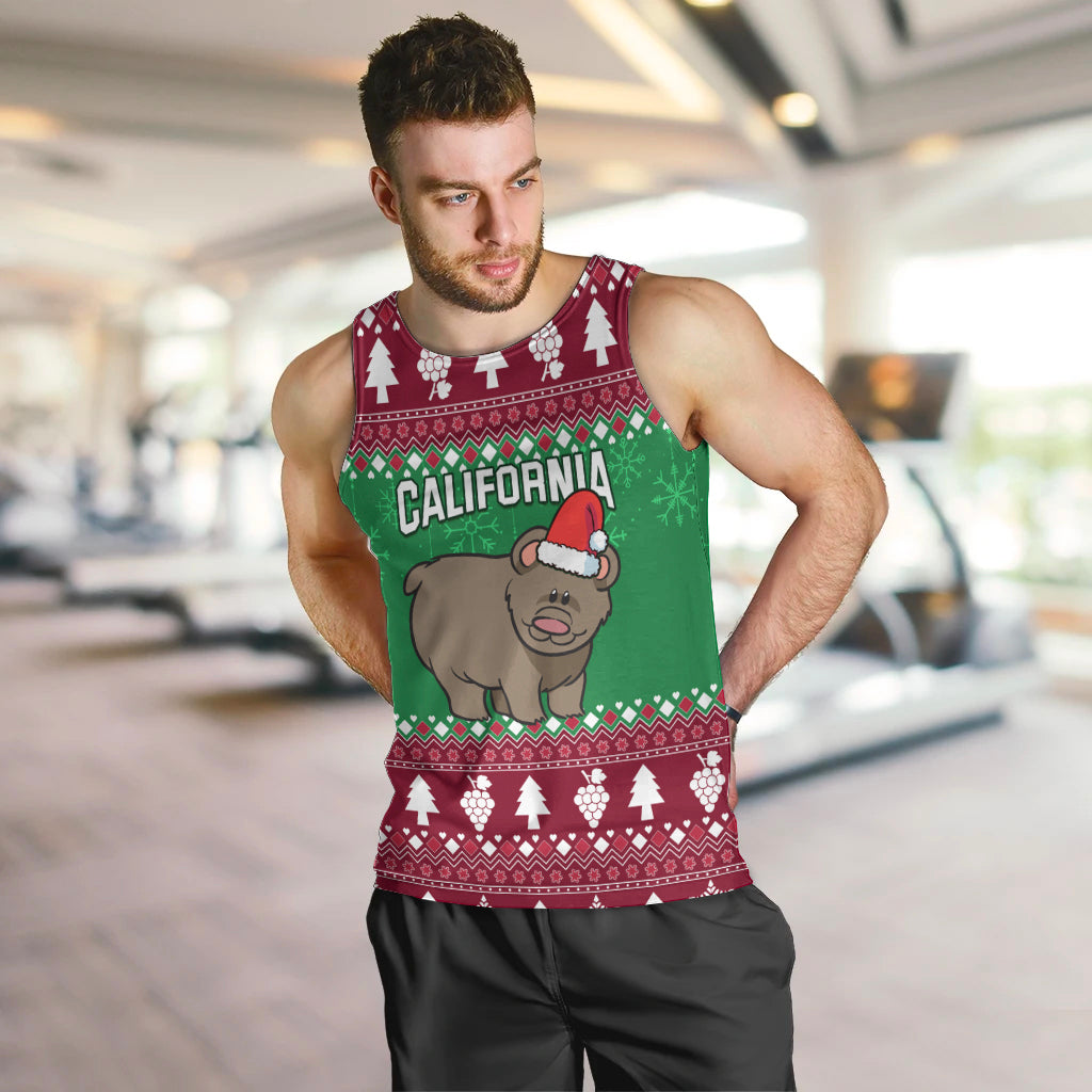 Custom California Christmas Men Tank Top Santa Grizzly Bear With Grape - Wonder Print Shop