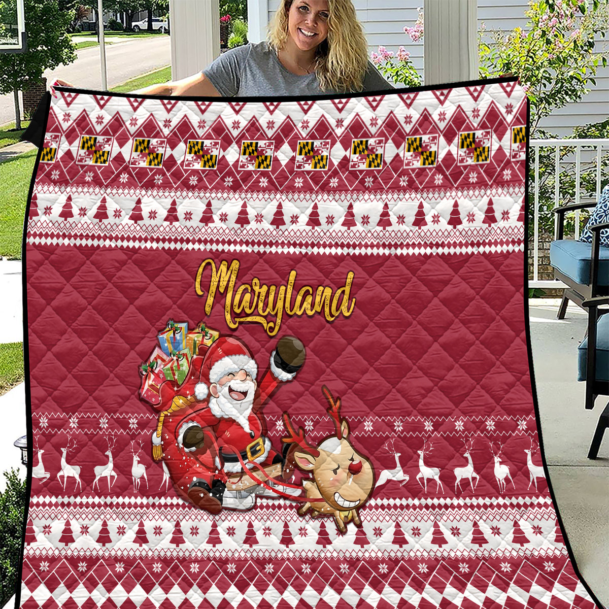 custom-maryland-christmas-quilt-santa-claus-riding-a-reindeer