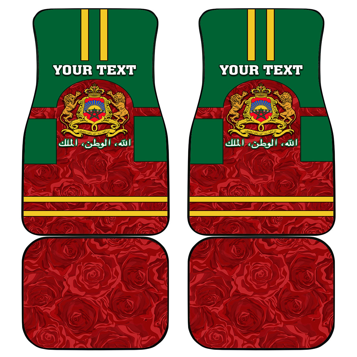 morocco-proclamation-day-car-mats-marruecos-coat-of-arms-roses-pattern