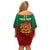 Morocco Proclamation Day Off Shoulder Short Dress Marruecos Coat of Arms Roses Pattern - Wonder Print Shop