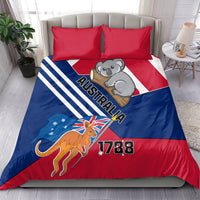 Australia-themed bedding set with red/blue duvet cover, koala and kangaroo flag graphic