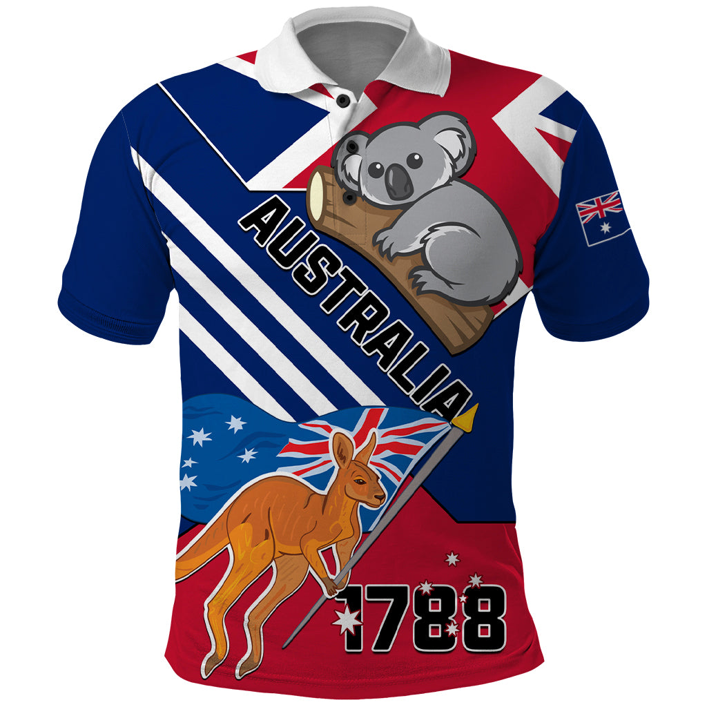 Australia Day Kangaroo and Koala With Flag Polo Shirt - Wonder Print Shop