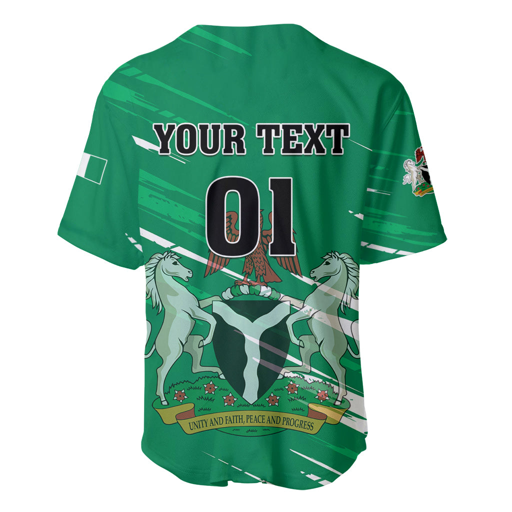 Green football jersey back with "YOUR TEXT" and "01" crest graphic