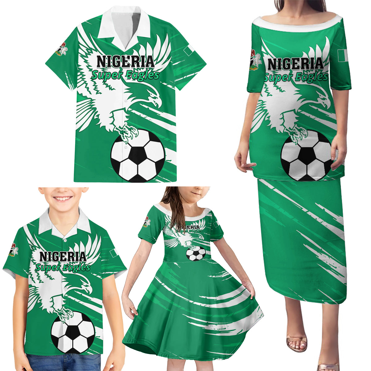 Nigeria Football Family Matching Puletasi and Hawaiian Shirt Go Super Eagles - Wonder Print Shop