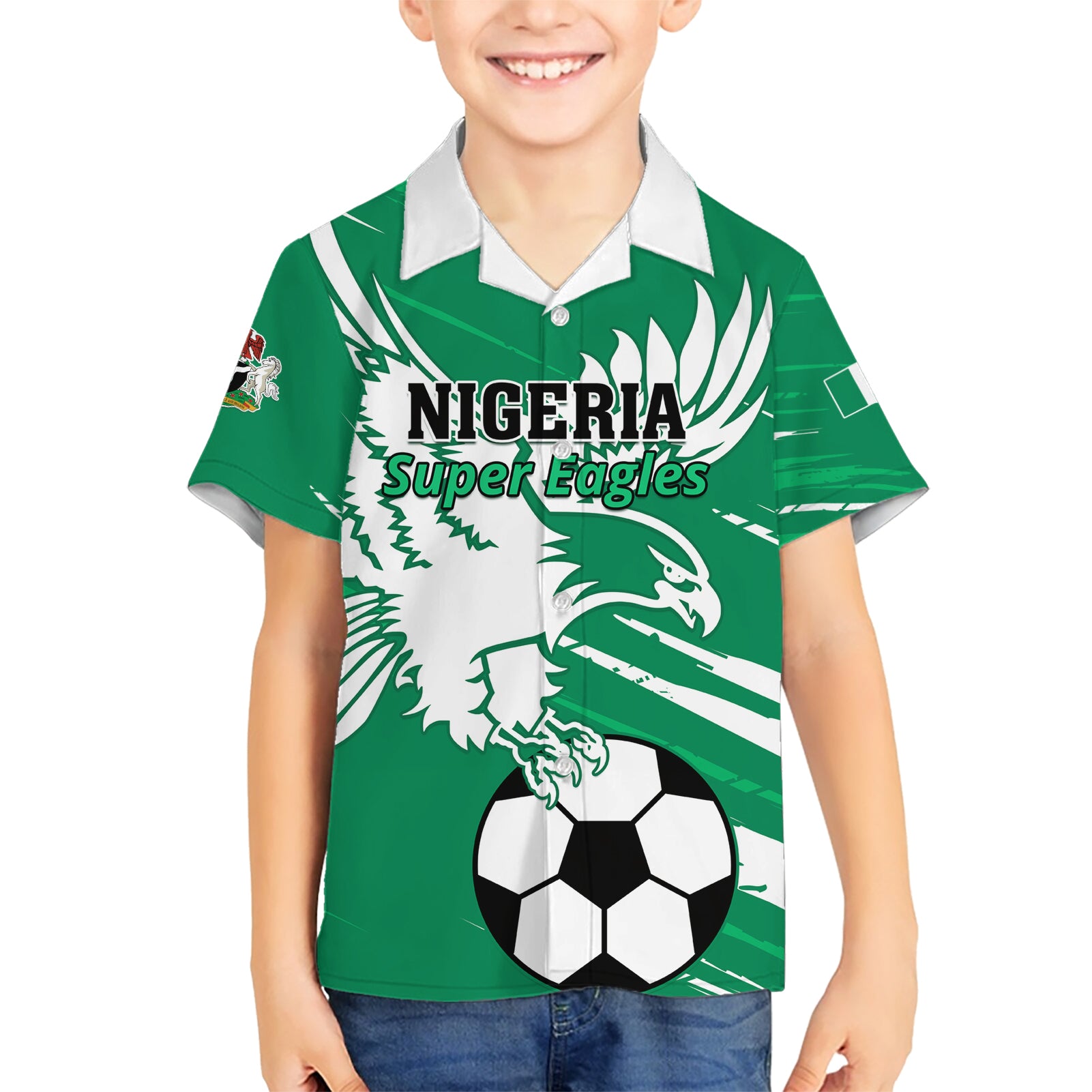 Nigeria Football Kid Hawaiian Shirt Go Super Eagles - Wonder Print Shop