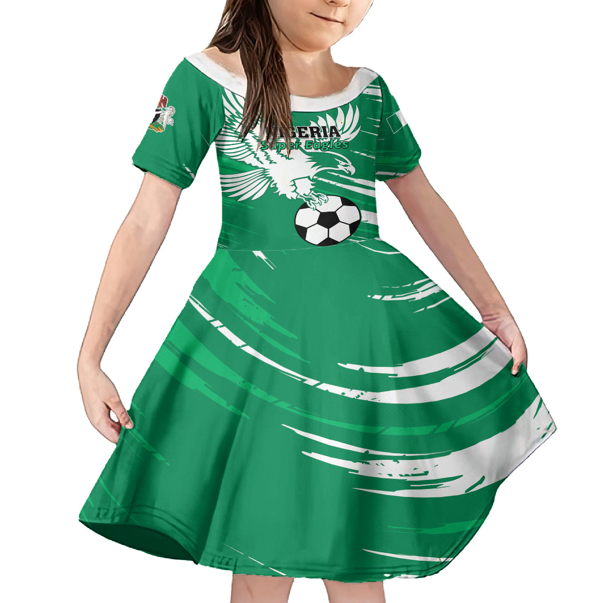 Nigeria Football Kid Short Sleeve Dress Go Super Eagles - Wonder Print Shop