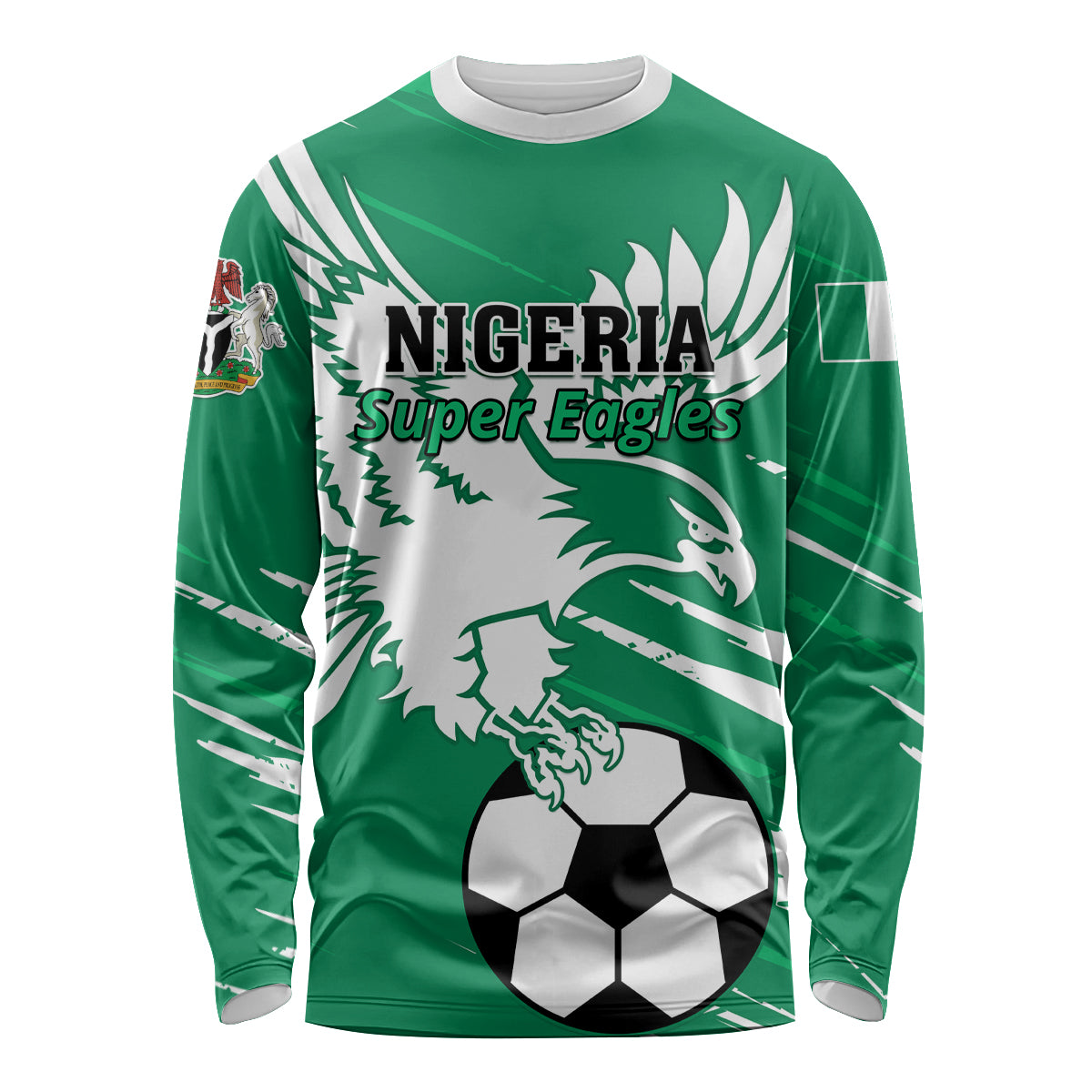 Nigeria Football Long Sleeve Shirt Go Super Eagles - Wonder Print Shop