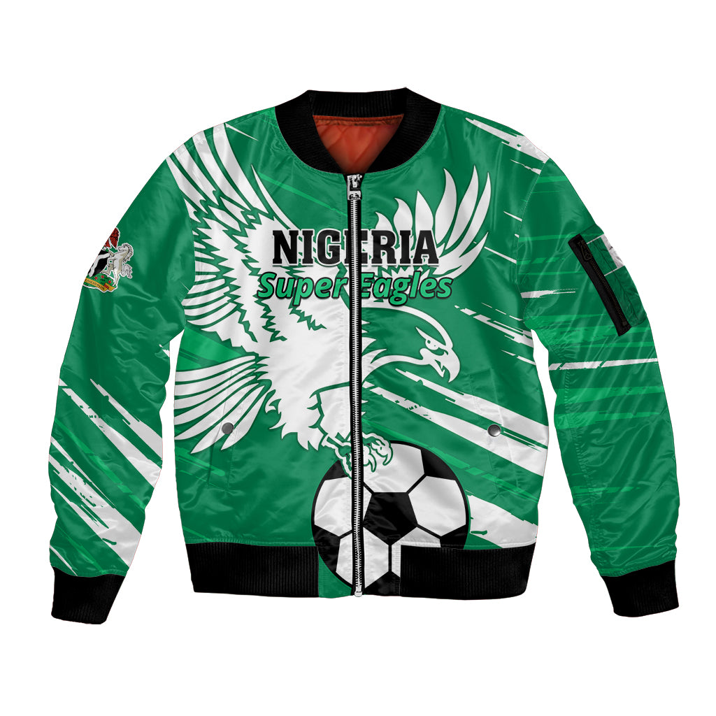 Nigeria Football Sleeve Zip Bomber Jacket Go Super Eagles - Wonder Print Shop