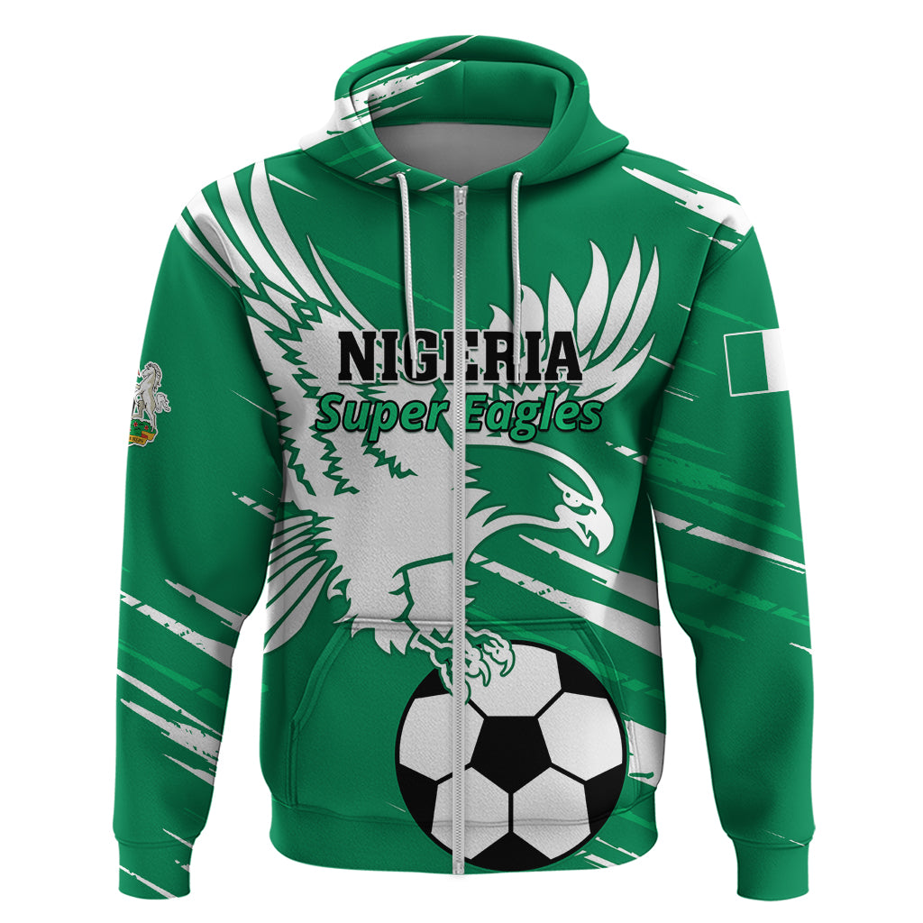 Nigeria Football Zip Hoodie Go Super Eagles - Wonder Print Shop