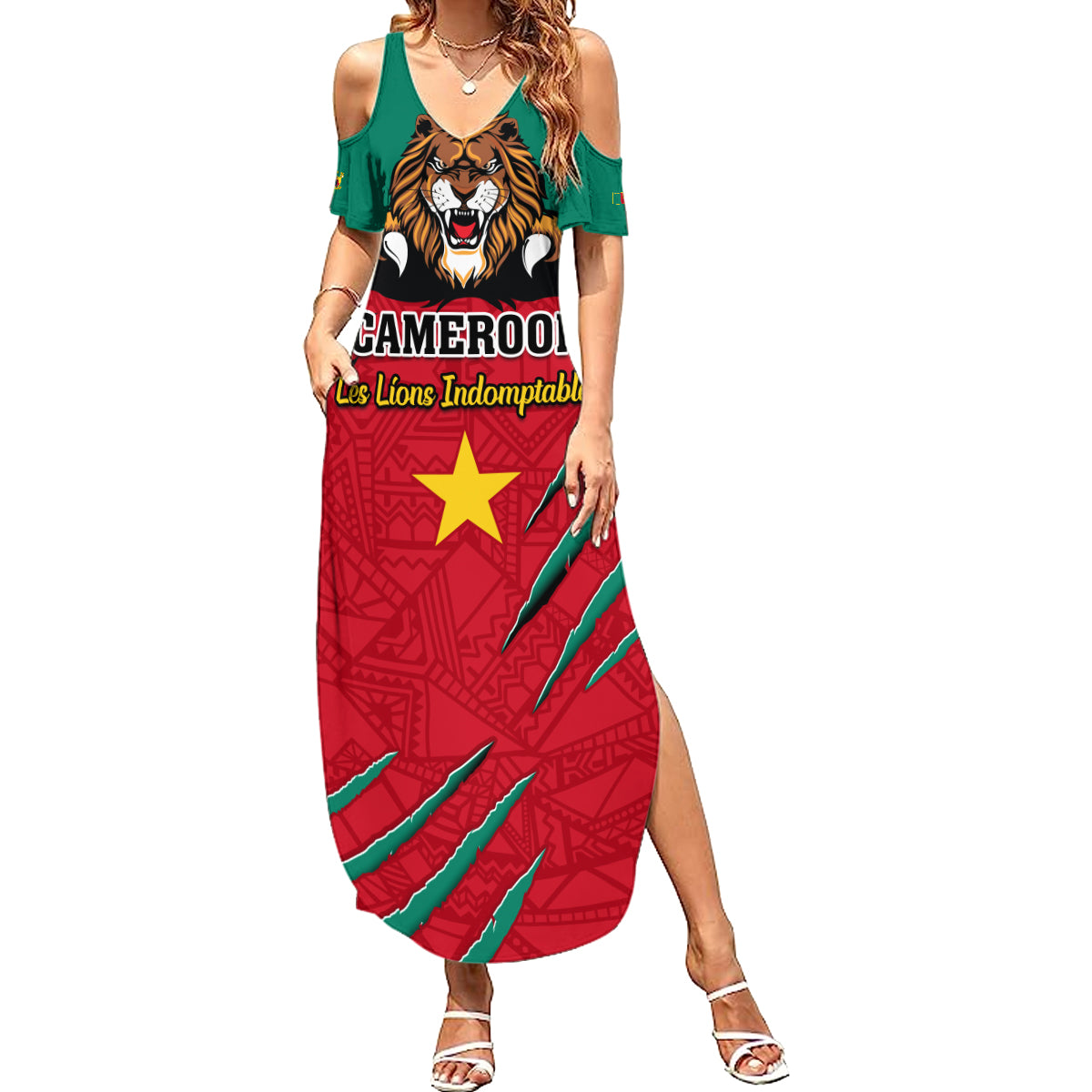 Cameroon Football Summer Maxi Dress Go Les Lions Indomptables - Wonder Print Shop