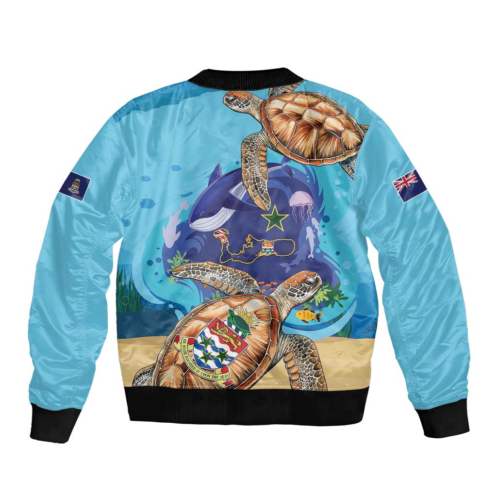 Grand Cayman Map Sea Turtle Bomber Jacket Ocean Vibes