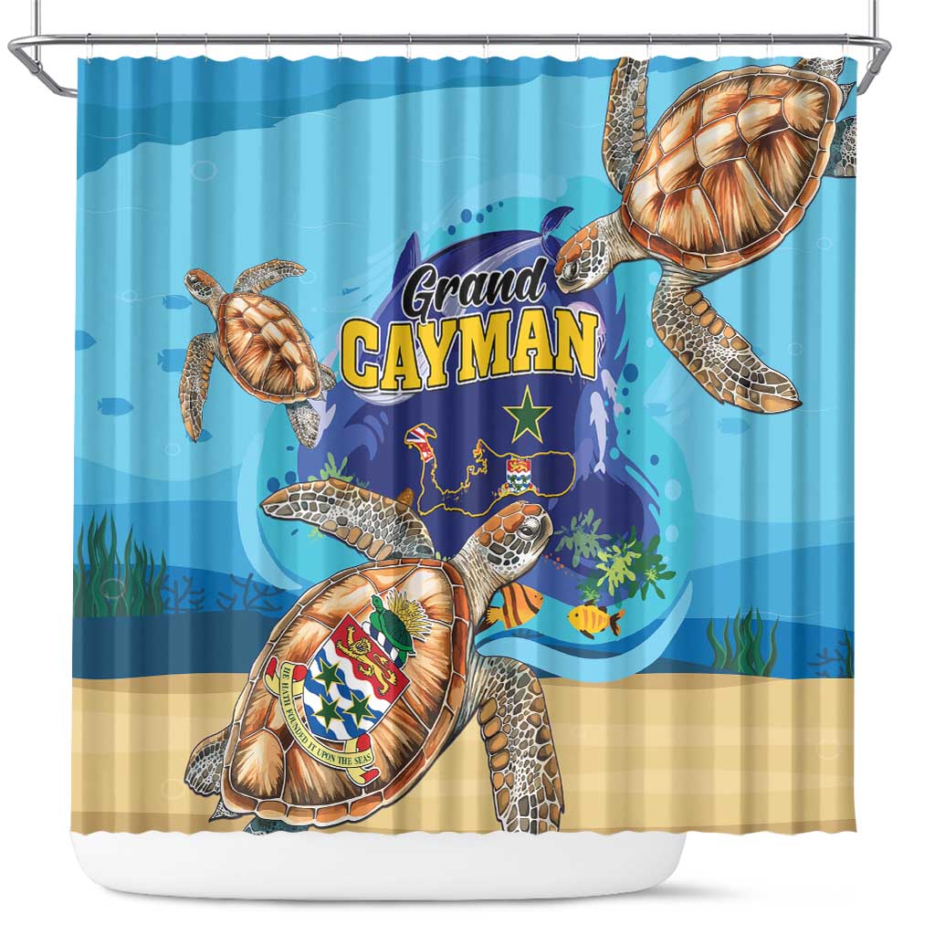 Grand Cayman Map Sea Turtle Shower Curtain Ocean Vibes