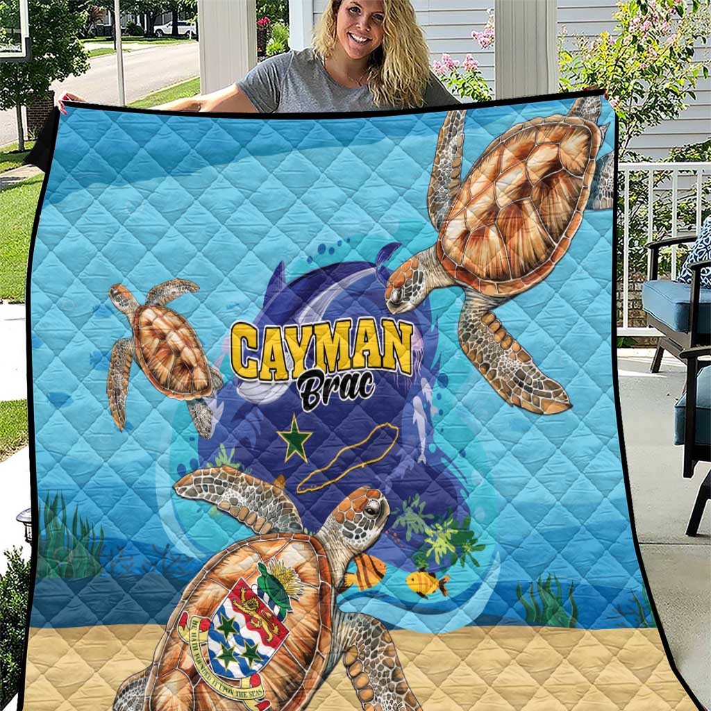 Cayman Brac Map Sea Turtle Quilt Ocean Vibes