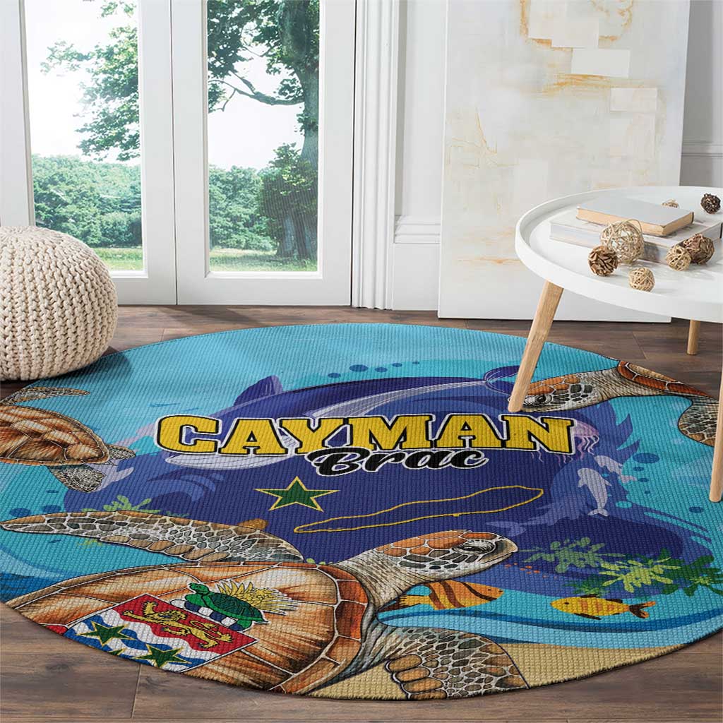 Cayman Brac Map Sea Turtle Round Carpet Ocean Vibes