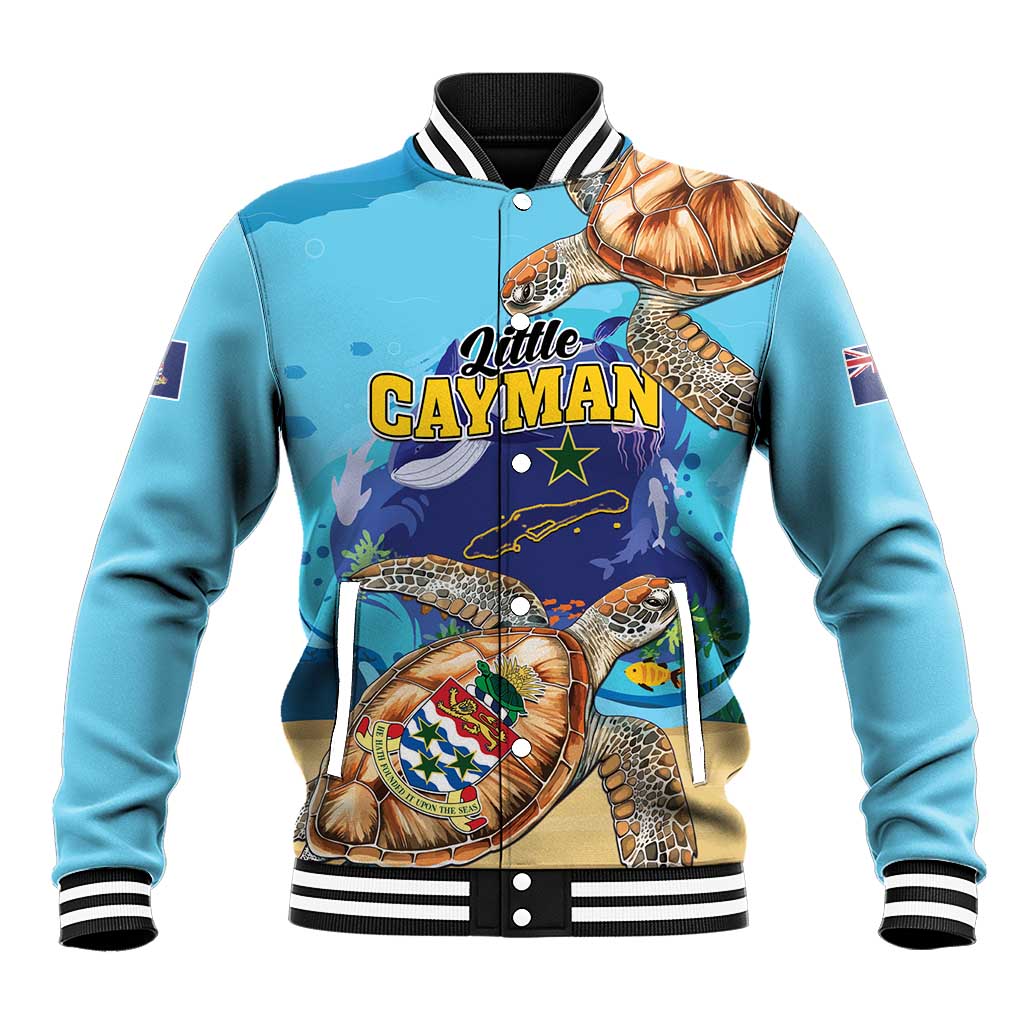 Little Cayman Map Sea Turtle Baseball Jacket Ocean Vibes