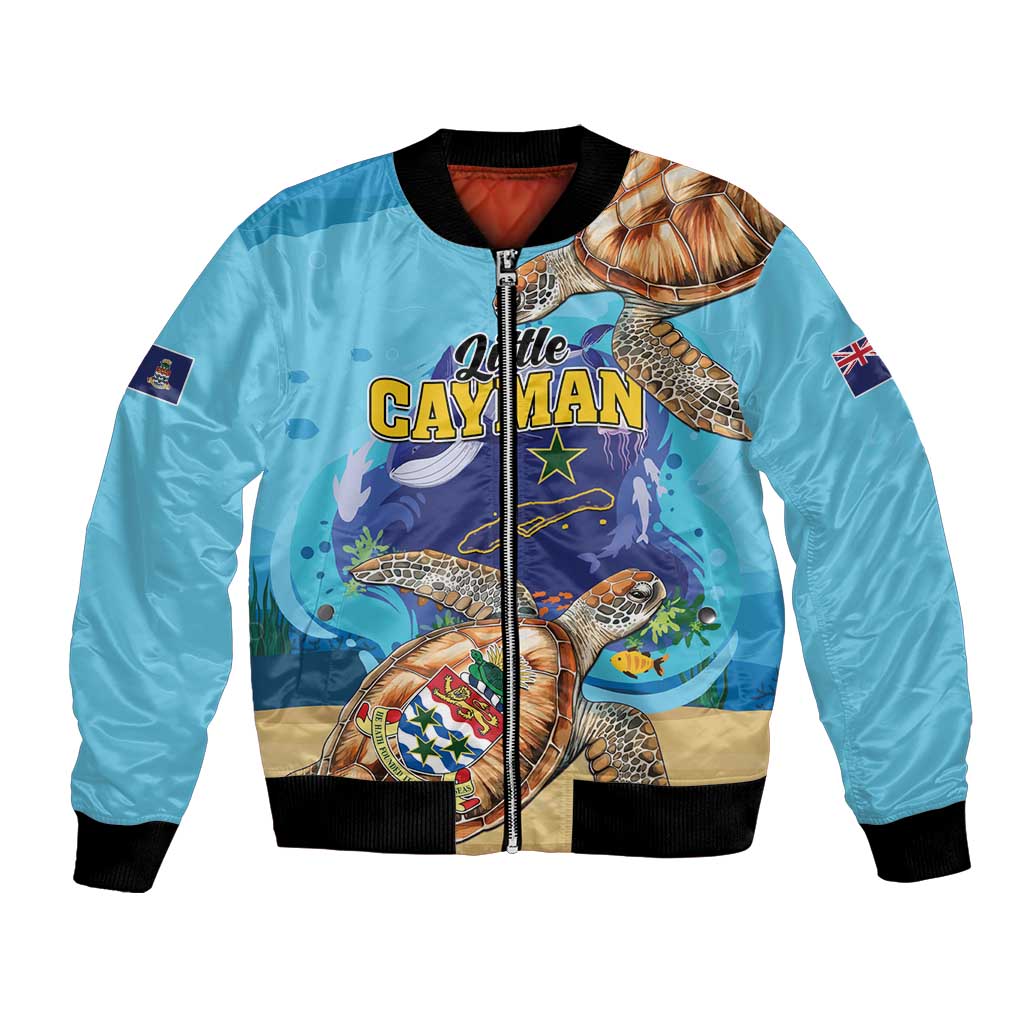 Little Cayman Map Sea Turtle Bomber Jacket Ocean Vibes