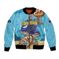Little Cayman Map Sea Turtle Bomber Jacket Ocean Vibes