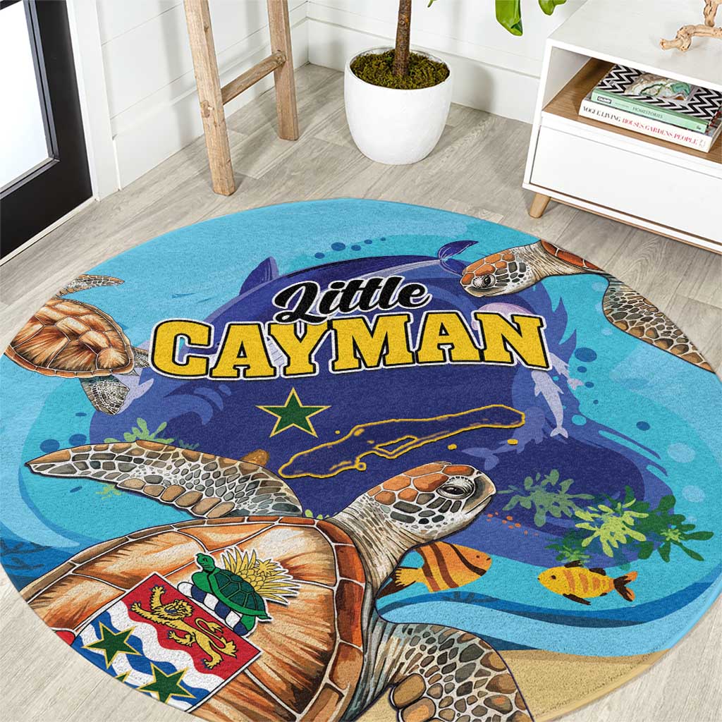 Little Cayman Map Sea Turtle Round Carpet Ocean Vibes