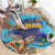 Little Cayman Map Sea Turtle Round Carpet Ocean Vibes