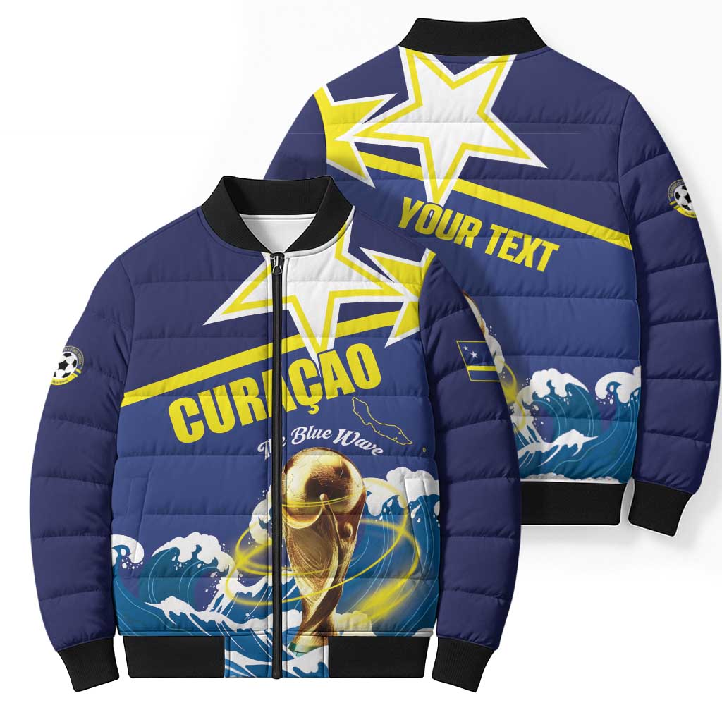 Custom Football 2026 Curacao Bomber Puffer Jacket The Blue Wave Come On