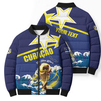 Custom Football 2026 Curacao Bomber Puffer Jacket The Blue Wave Come On