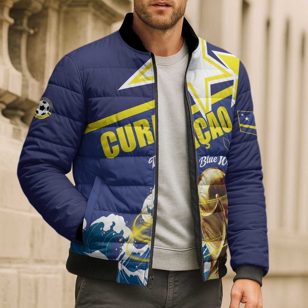 Custom Football 2026 Curacao Bomber Puffer Jacket The Blue Wave Come On