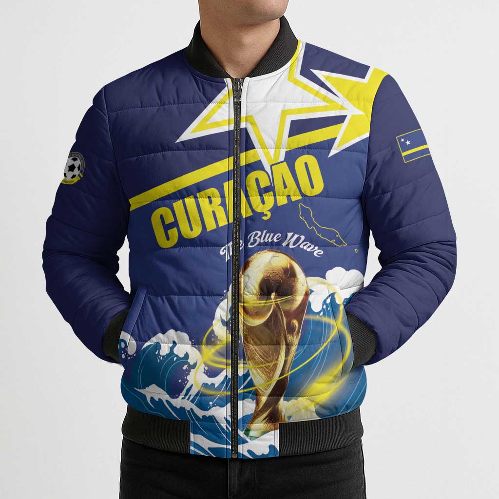 Custom Football 2026 Curacao Bomber Puffer Jacket The Blue Wave Come On