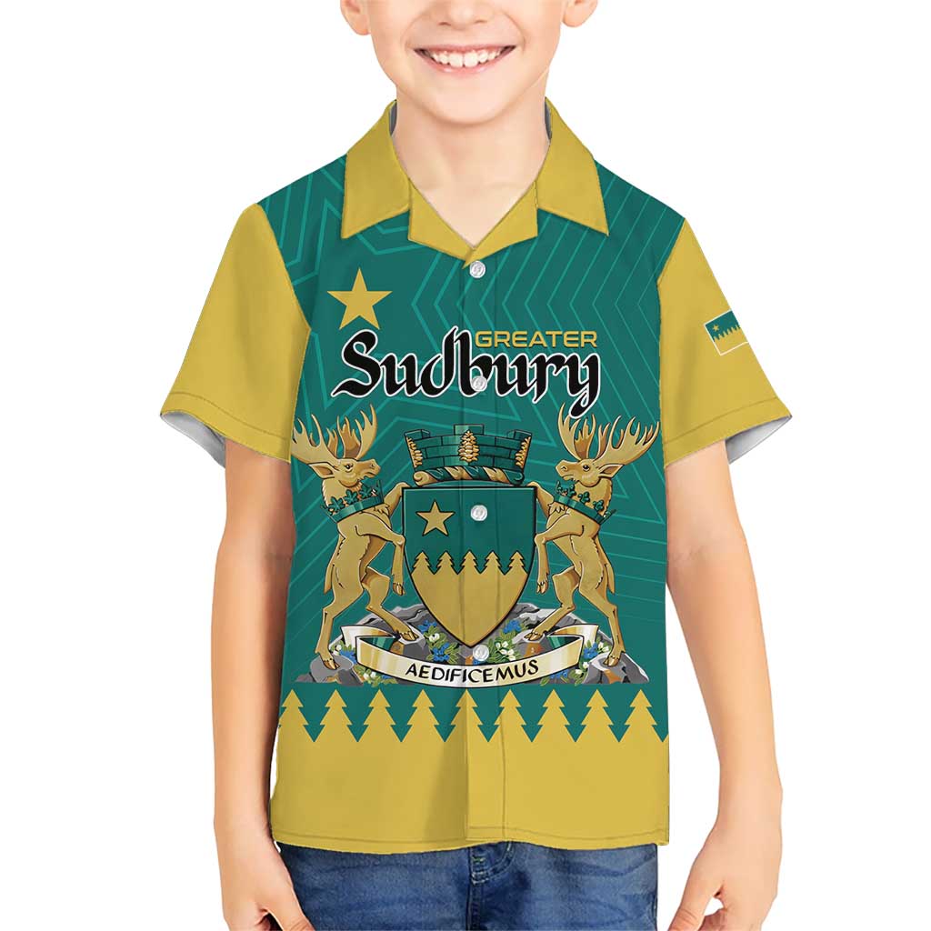Personalised Canada Greater Sudbury Kid Hawaiian Shirt The Nickel Capital Aedificemus