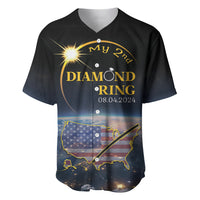 Black baseball jersey with V-neck and 'My 2nd Diamond Ring' eclipse graphic