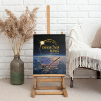 Black canvas wall art on an easel, “My 2nd Diamond Ring” design with USA map.
