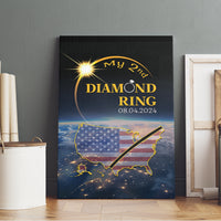 Black canvas wall art with frame, “My 2nd Diamond Ring” design over USA map.