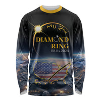 Black unisex long sleeve shirt with gold 'My 2nd Diamond Ring' and date 08.04.2024.