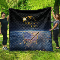 Black quilt with gold “My 2nd Diamond Ring” design, date, and US map outline