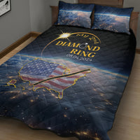 Black diamond ring quilt bed set with large centered design and pillow shams