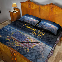 Black diamond ring quilt bed set with gold graphic and two pillow shams