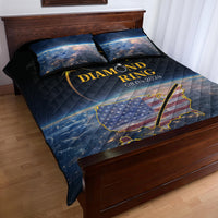 Black diamond ring themed quilt bed set with matching pillow shams