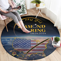 Black round carpet with 'My 2nd Diamond Ring' and US map design