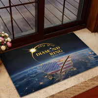 Black rubber doormat with My 2nd Diamond Ring text and starburst over U.S. map